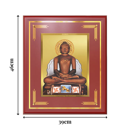 Lord Mahavira | Jain Tirthankara Wall Mount Photo Frame in 24K Gold Plated Foil