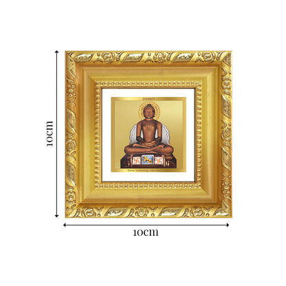 DIVINITI 24K Gold Plated Foil Mahavira Modern Photo Frame Idol for Workshop, Home Wall Decor,Puja Room, Table Top, Gifts | DG103S1A (10x10 CM)