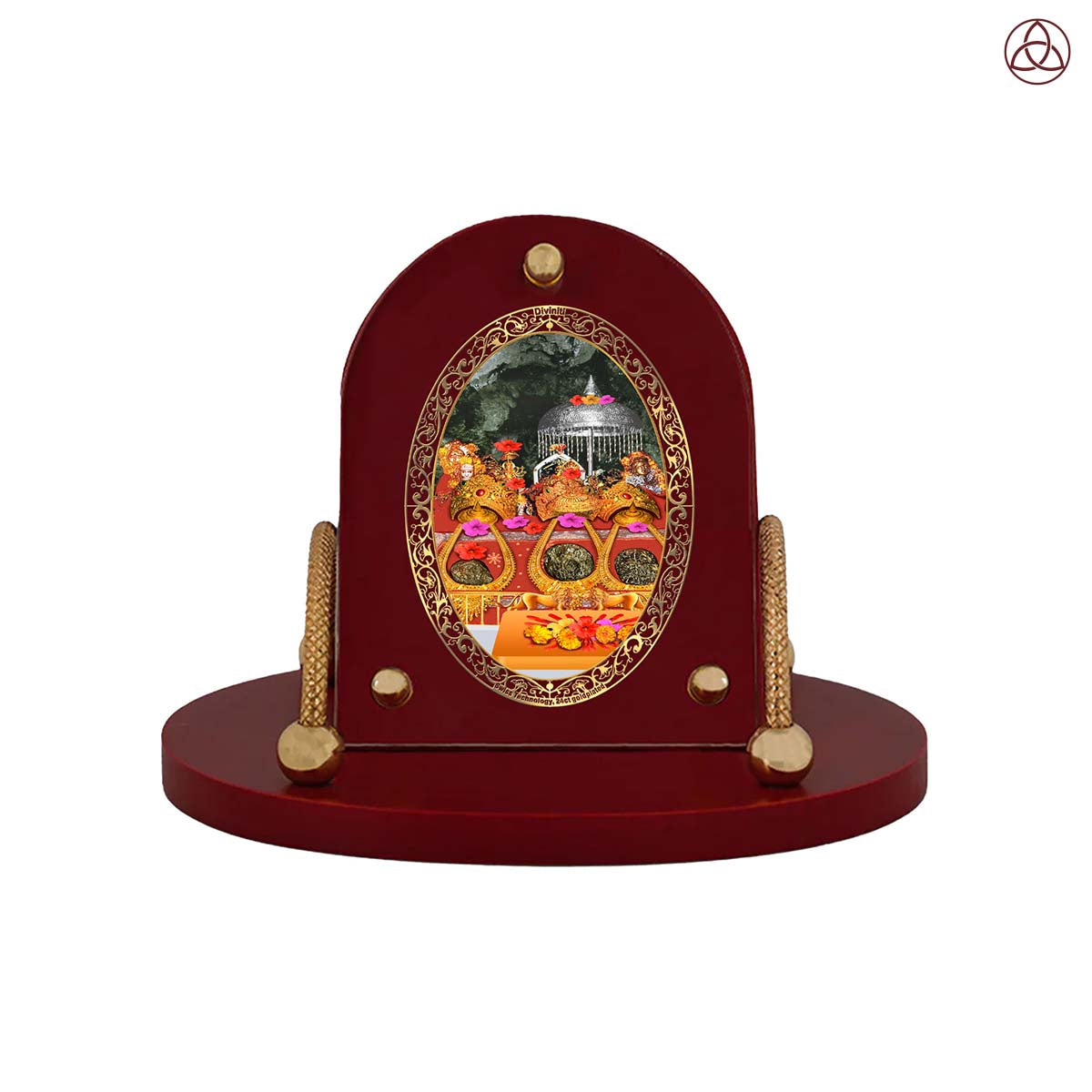 Durga Vaishno Devi Mata Ka Darbar | Divine Goddess Durga Car Dashboard & Tabletop Photo Frame in 24K Gold Plated Foil
