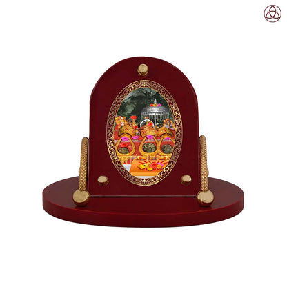Durga Vaishno Devi Mata Ka Darbar | Divine Goddess Durga Car Dashboard & Tabletop Photo Frame in 24K Gold Plated Foil