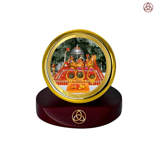 Durga Vaishno Devi Mata Ka Darbar | Divine Car Dashboard Frame in 24K Gold Plated Foil