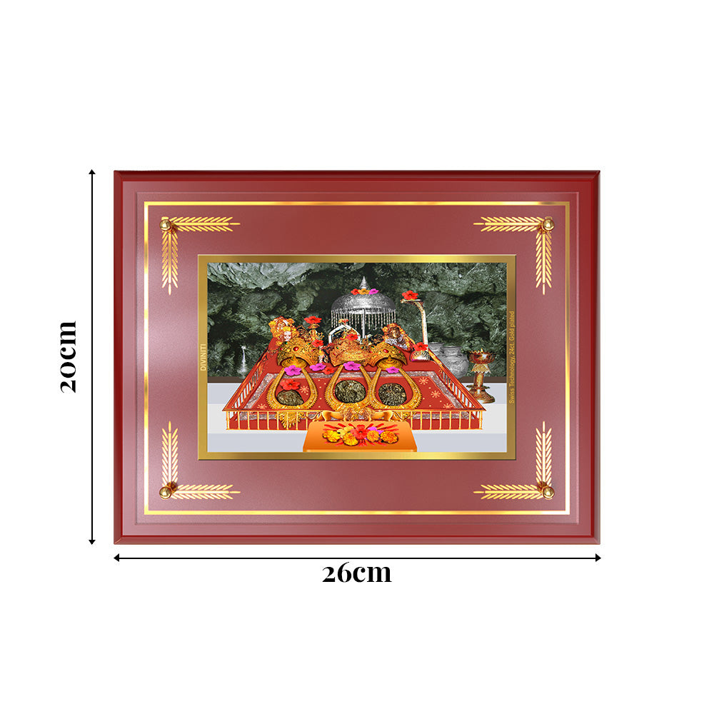 Durga Vaishno Devi | Mata Ka Darbar | Divine Wall and Tabletop Photo Frame in 24K Gold Plated Foil
