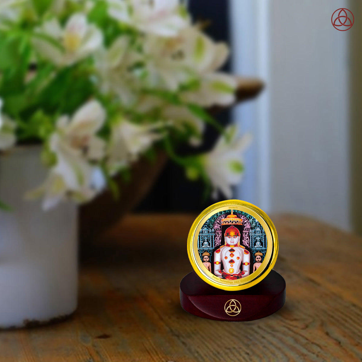 Adinath | Jain Tirthankara Car Dashboard & Tabletop Photo Frame in 24K Gold Plated Foil