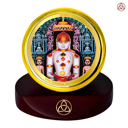 Diviniti 24K Gold Plated Foil Adinath Frame for Car Dashboard, Home Decor, Table Top, Puja Room Worship and Festival Gift MCF1CGOLD (5.5x5 CM)