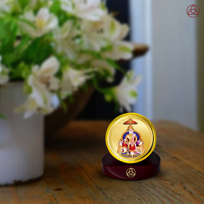 Diviniti 24K Gold Plated Agrasen Maharaj Photo Frame for Car Dashboard, Home Decor, Table Top, Puja Room Worship and Festival Gift MCF1CGOLD (5.5x5 CM)