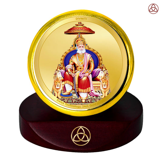 Diviniti 24K Gold Plated Agrasen Maharaj Photo Frame for Car Dashboard, Home Decor, Table Top, Puja Room Worship and Festival Gift MCF1CGOLD (5.5x5 CM)