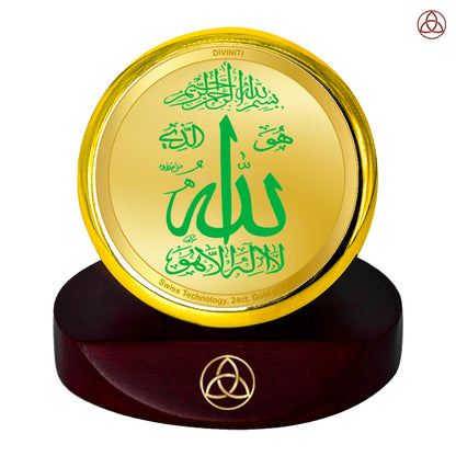 Diviniti 24K Gold Plated Foil Allah Photo Frame for Car Dashboard, Home Decor, Table Top, Pray, Showpiece and Festival Gift MCF1CGOLD (5.5x5 CM)