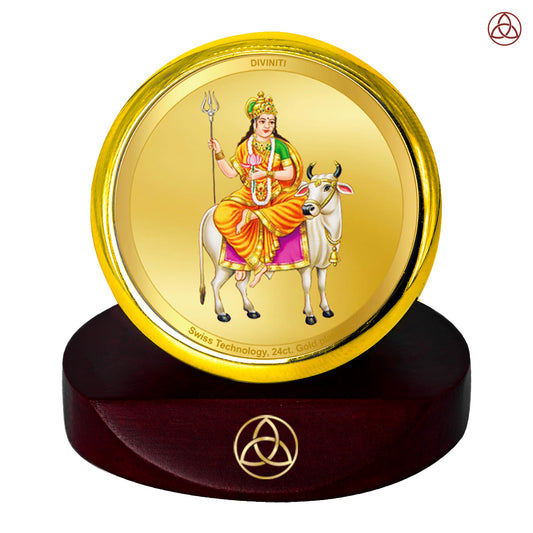 Diviniti 24K Gold Plated Amma Bhagavan Photo Frame for Car Dashboard, Home Decor, Table Top, Puja Room Worship, Showpiece and Festival Gift MCF1CGOLD (5.5x5 CM)