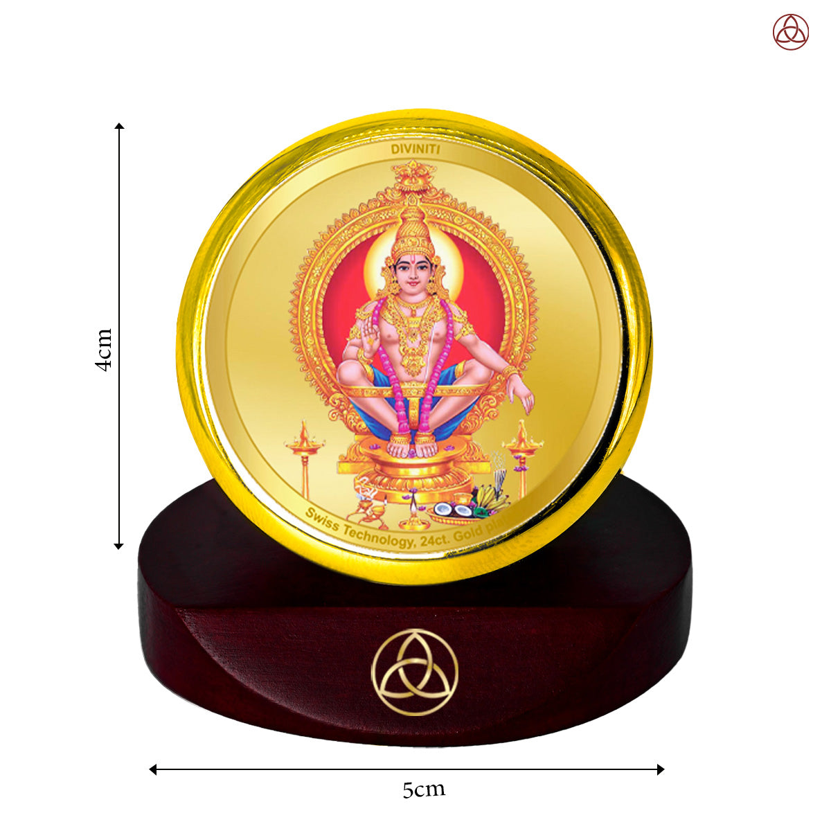 Lord Ayyappan | Hariharan For Car Dashboard Frame in 24K Gold Plated Foil