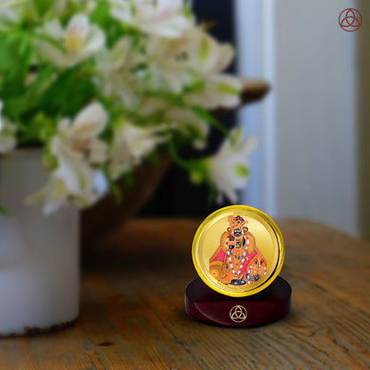 Diviniti 24K Gold Plated Bankey Bihari Photo Frame for Car Dashboard, Home Decor, Table Top, Puja Room Worship and Festival Gift MCF1CGOLD (5.5x5 CM)
