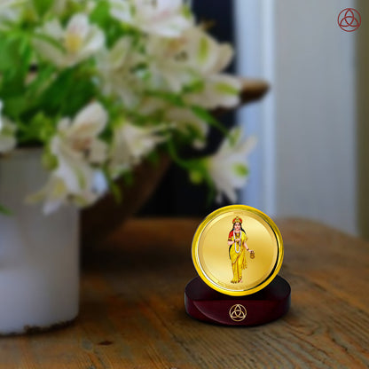 Diviniti 24K Gold Plated Brahmcharini Mata Photo Frame for Car Dashboard, Home Decor, Table Top, Puja Room Worship and Festival Gift MCF1CGOLD (5.5x5 CM)
