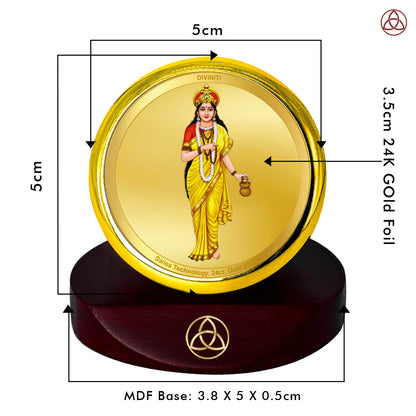 Diviniti 24K Gold Plated Brahmcharini Mata Photo Frame for Car Dashboard, Home Decor, Table Top, Puja Room Worship and Festival Gift MCF1CGOLD (5.5x5 CM)