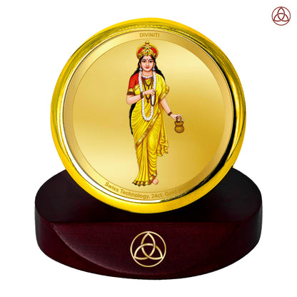 Diviniti 24K Gold Plated Brahmcharini Mata Photo Frame for Car Dashboard, Home Decor, Table Top, Puja Room Worship and Festival Gift MCF1CGOLD (5.5x5 CM)
