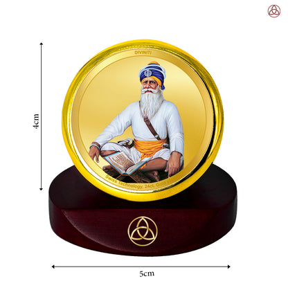 Baba Deep Singh Ji | Nihang Sikh and Martyr Car Dashboard Frame in 24K Gold Plated Foil
