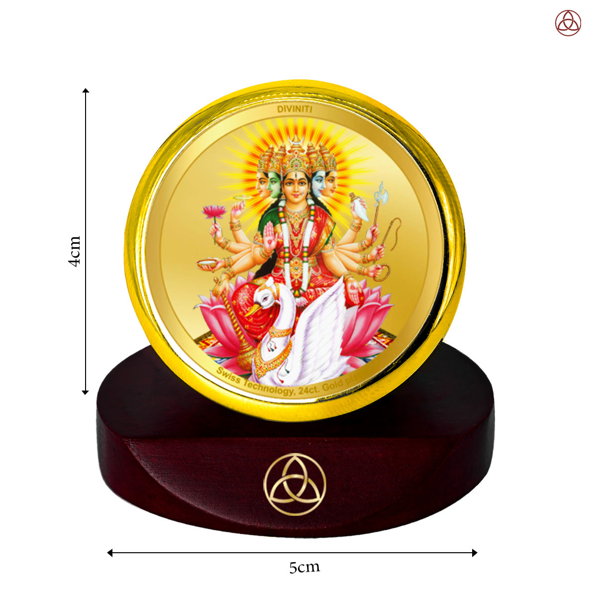 Gayatri Mata | Goddess of Wisdom & Purity Car Dashboard Frame in 24K Gold Plated Foil