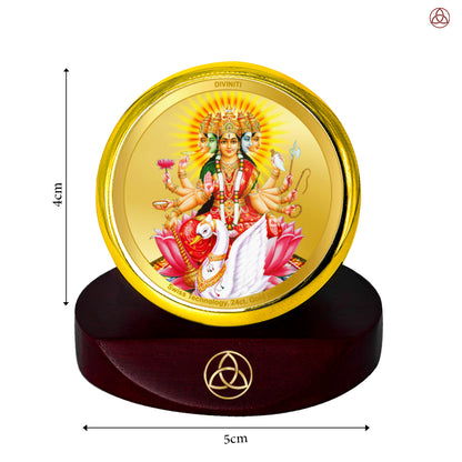 Gayatri Mata | Goddess of Wisdom & Purity Car Dashboard Frame in 24K Gold Plated Foil