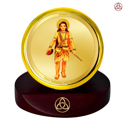 Diviniti 24K Gold Plated Baba Gorakh Nath Photo Frame for Car Dashboard, Home Decor, Table Top, Puja Room Worship and Festival Gift MCF1CGOLD (5.5x5 CM)