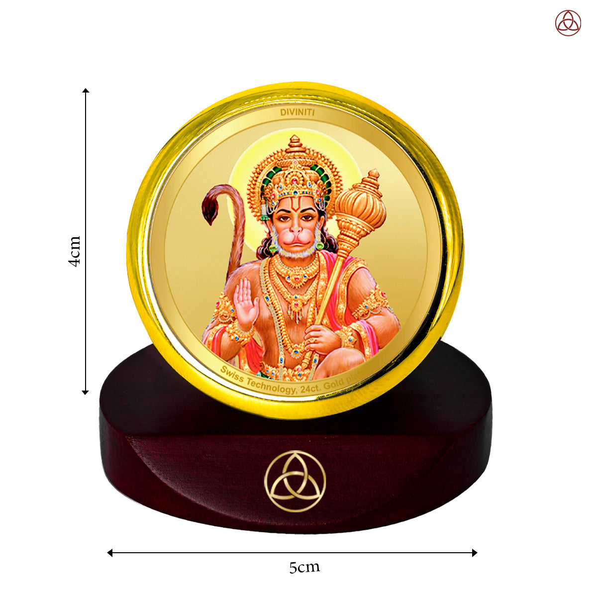 Hanuman Blessings Pose | Divine Lord Hanuman Car Dashboard & Tabletop Photo Frame in 24K Gold Plated Foil