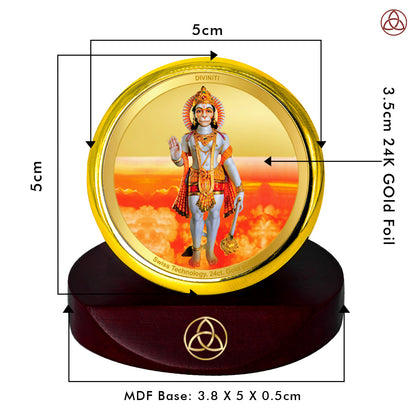 Diviniti 24K Gold Plated Hanuman Photo Frame for Car Dashboard, Home Decor, Table Top, Puja Room Worship and Festival Gift MCF1CGOLD (5.5x5 CM)