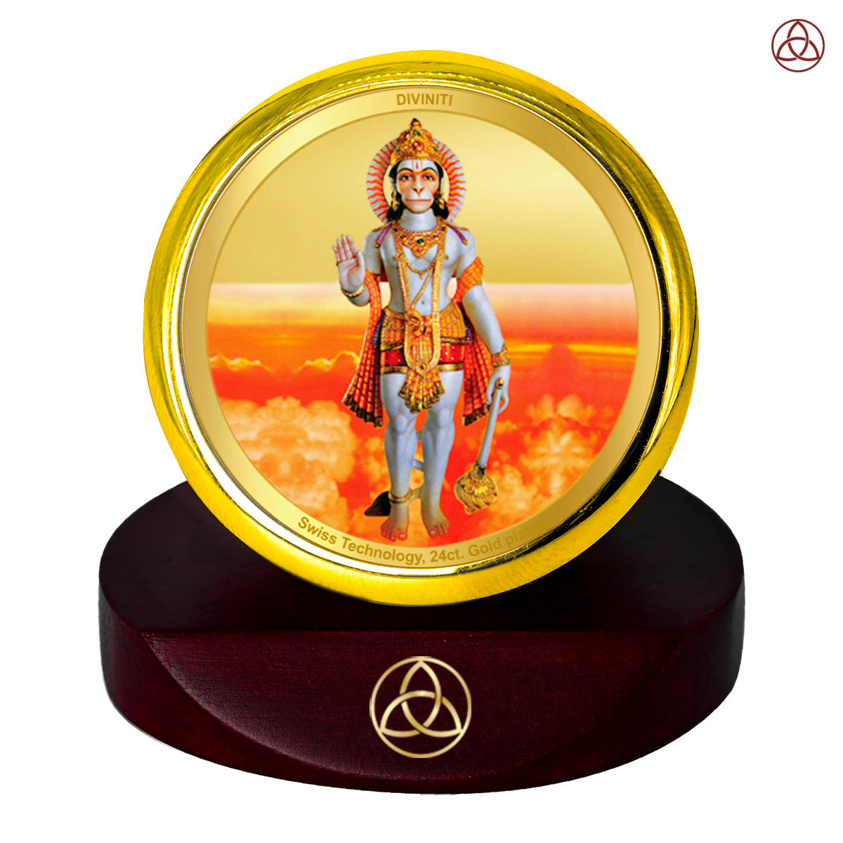 Diviniti 24K Gold Plated Hanuman Photo Frame for Car Dashboard, Home Decor, Table Top, Puja Room Worship and Festival Gift MCF1CGOLD (5.5x5 CM)