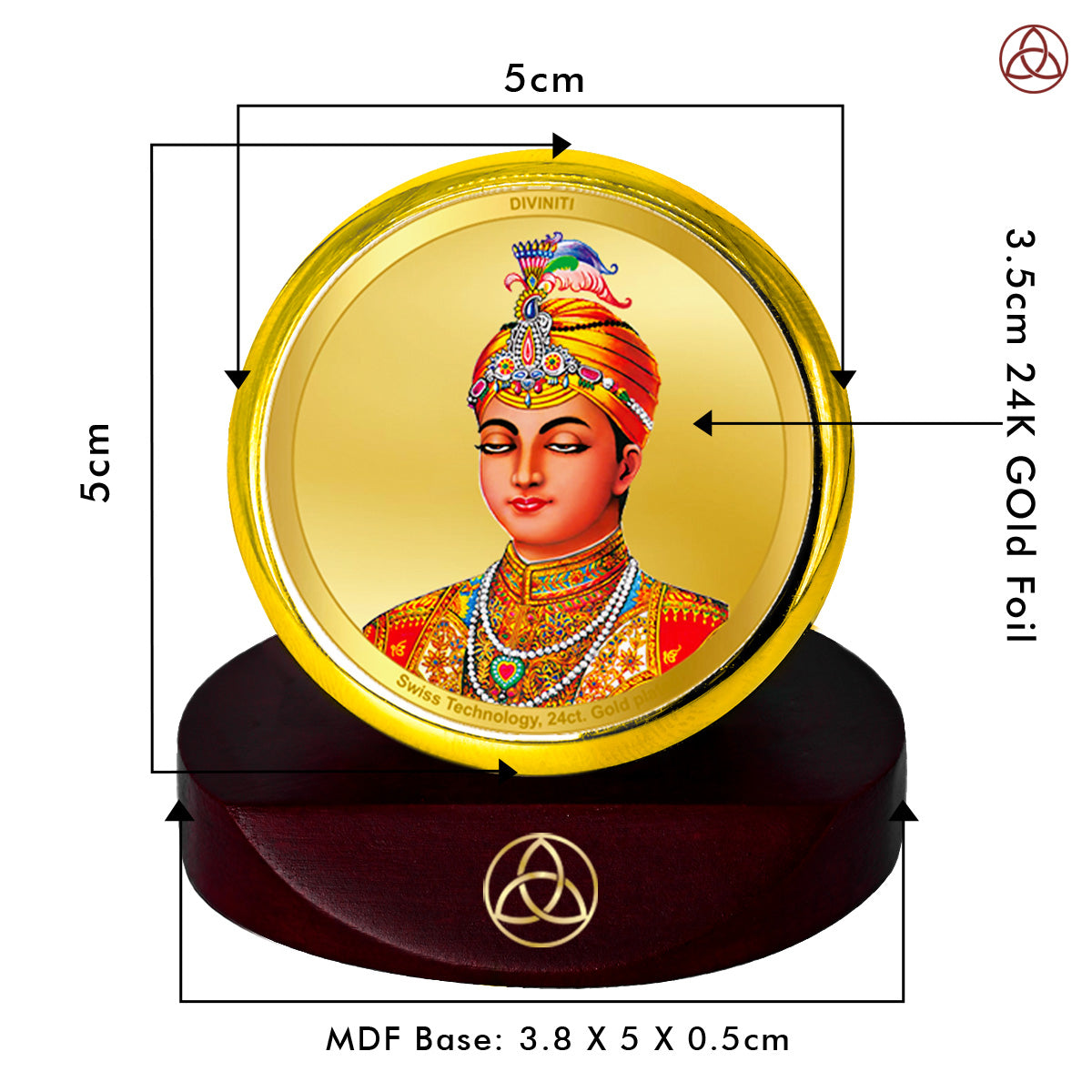 Guru Harkrishan Sahib Ji | Eighth Sikh Guru and Bala Pritam Spiritual Car dashboard frame in 24K Gold Plated Foil