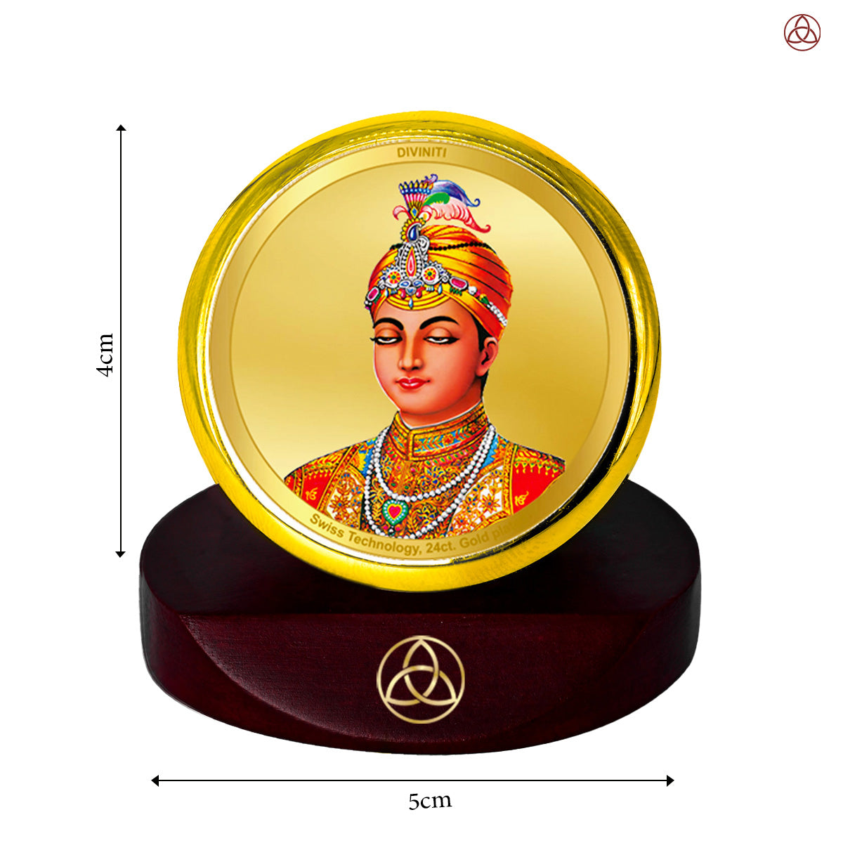 Guru Harkrishan Sahib Ji | Eighth Sikh Guru and Bala Pritam Spiritual Car dashboard frame in 24K Gold Plated Foil