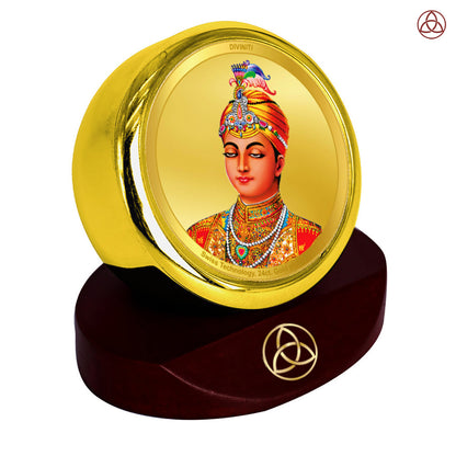 Guru Harkrishan Sahib Ji | Eighth Sikh Guru and Bala Pritam Spiritual Car dashboard frame in 24K Gold Plated Foil