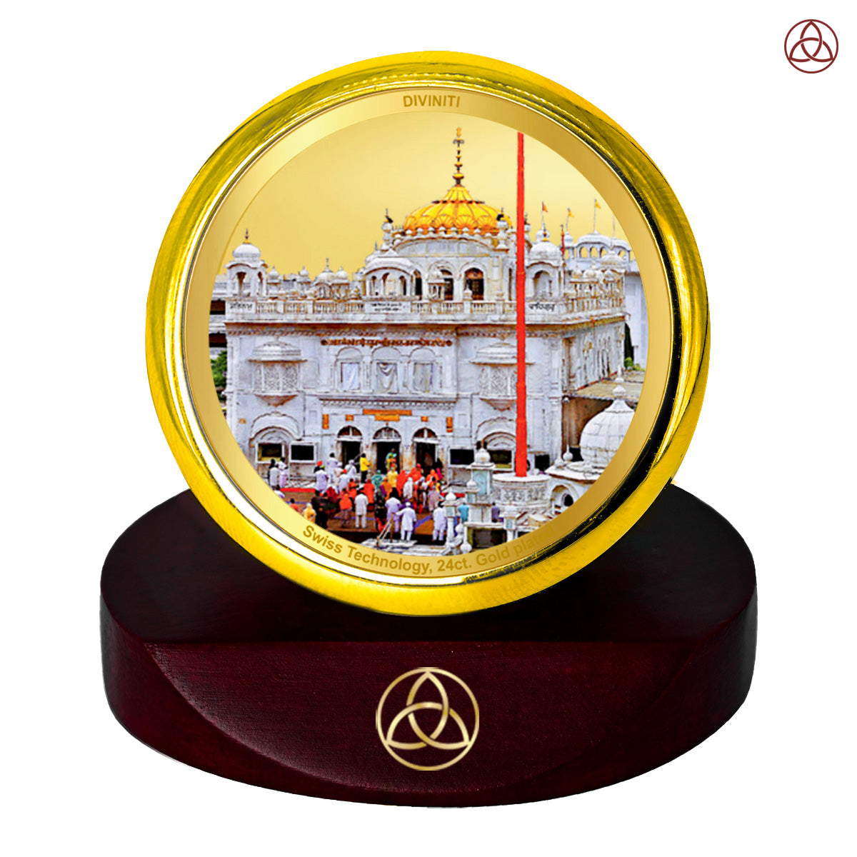 Diviniti 24K Gold Plated Sachkhand Shri Hazur Sahib Ji Photo Frame for Car Dashboard, Home Decor, Table Top, Pray, Showpiece and Festival Gift MCF1CGOLD (5.5x5 CM)