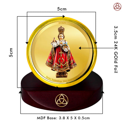 Diviniti 24K Gold Plated Infant Jesus Photo Frame for Car Dashboard, Home Decor, Table Top, Pray, Showpiece and Festival Gift MCF1CGOLD (5.5x5 CM)