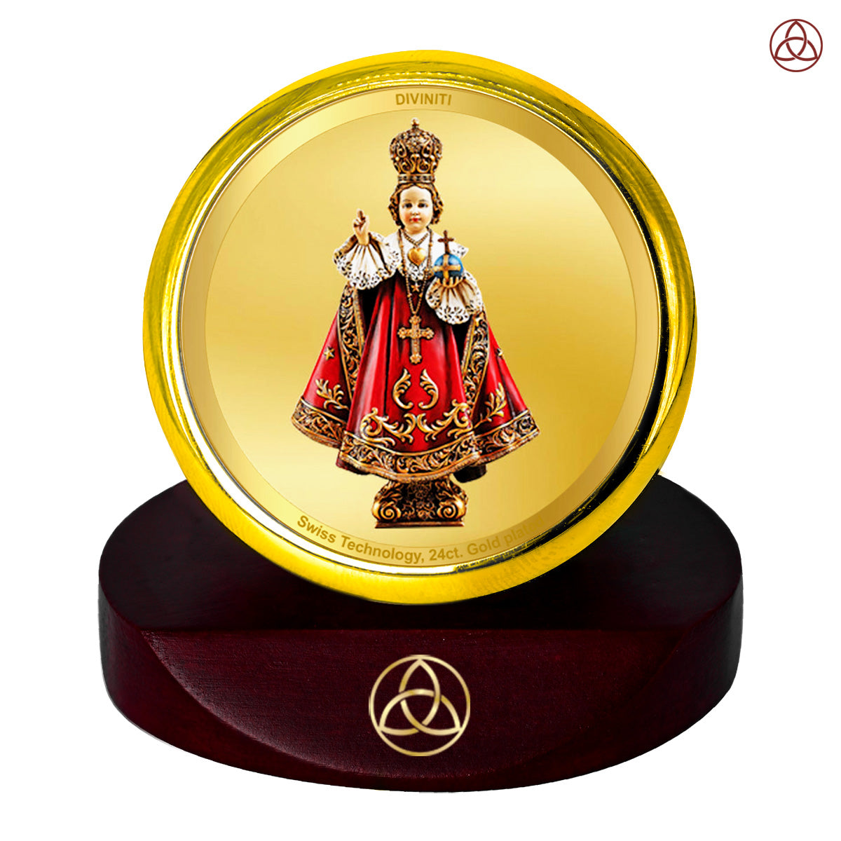 Diviniti 24K Gold Plated Infant Jesus Photo Frame for Car Dashboard, Home Decor, Table Top, Pray, Showpiece and Festival Gift MCF1CGOLD (5.5x5 CM)