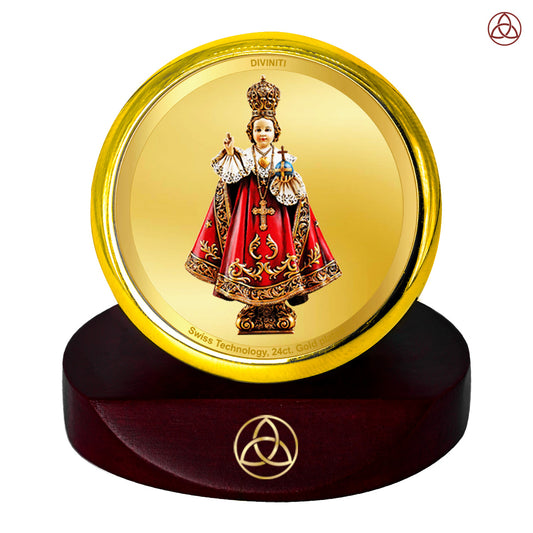 Diviniti 24K Gold Plated Infant Jesus Photo Frame for Car Dashboard, Home Decor, Table Top, Pray, Showpiece and Festival Gift MCF1CGOLD (5.5x5 CM)