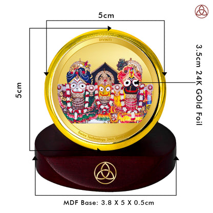 Diviniti 24K Gold Plated Lord Jagannath Photo Frame for Car Dashboard, Home Decor, Table Top, Puja Room Worship and Festival Gift MCF1CGOLD (5.5x5 CM)