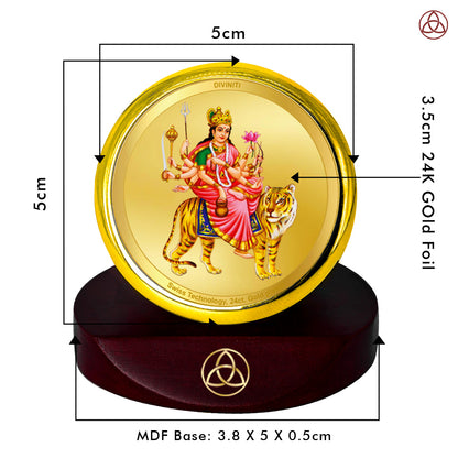 Diviniti 24K Gold Plated Kushmanda Mata Photo Frame for Car Dashboard, Home Decor, Table Top, Puja Room Worship and Festival Gift MCF1CGOLD (5.5x5 CM)