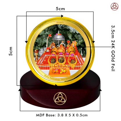 Diviniti 24K Gold Plated Mata Ka Darbar Photo Frame for Car Dashboard, Home Decor, Table Top, Puja Room Worship and Festival Gift MCF1CGOLD (5.5x5 CM)