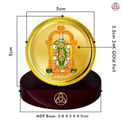 Diviniti 24K Gold Plated Devi Meenakshi Photo Frame for Car Dashboard, Home Decor, Table Top, Puja Room Worship and Festival Gift MCF1CGOLD (5.5x5 CM)