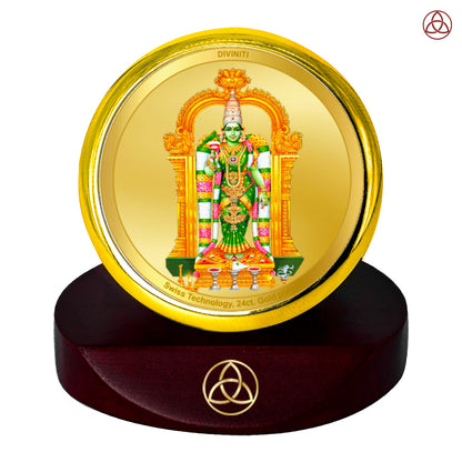 Diviniti 24K Gold Plated Devi Meenakshi Photo Frame for Car Dashboard, Home Decor, Table Top, Puja Room Worship and Festival Gift MCF1CGOLD (5.5x5 CM)