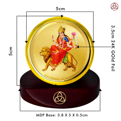 Diviniti 24K Gold Plated Skand Mata Photo Frame for Car Dashboard, Home Decor, Table Top, Puja Room Worship and Festival Gift MCF1CGOLD (5.5x5 CM)