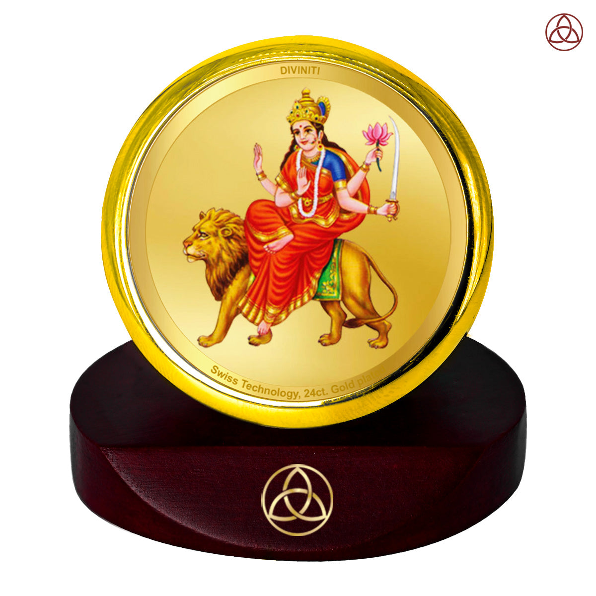 Diviniti 24K Gold Plated Skand Mata Photo Frame for Car Dashboard, Home Decor, Table Top, Puja Room Worship and Festival Gift MCF1CGOLD (5.5x5 CM)