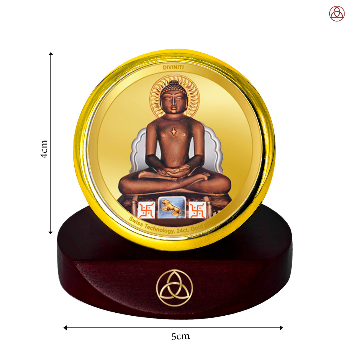 Mahavira | Divine Jain Tirthankar Car Dashboard & Tabletop Photo Frame in 24K Gold Plated Foil