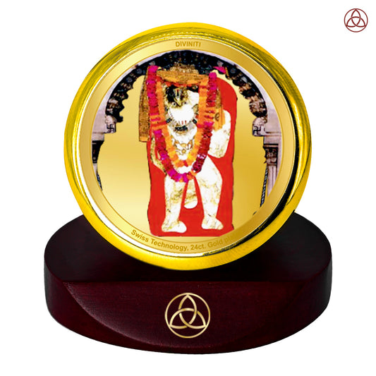 Diviniti 24K Gold Plated Mehandipur Balaji Photo Frame for Car Dashboard, Home Decor, Table Top, Puja Room Worship and Festival Gift MCF1CGOLD (5.5x5 CM)