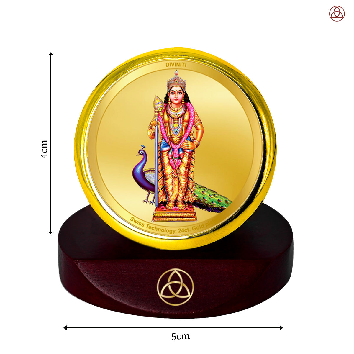 Lord Murugan | Divine Warrior God Car Dashboard Frame in 24K Gold Plated Foil