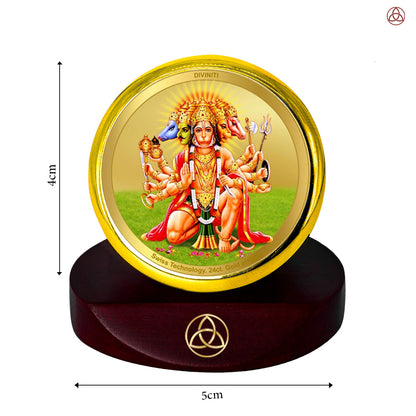 Diviniti 24K Gold Plated Panchmukhi Hanuman Photo Frame for Car Dashboard, Home Decor, Table Top, Puja Room Worship and Festival Gift MCF1CGOLD (5.5x5 CM)