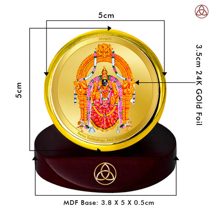 Diviniti 24K Gold Plated Padmawati Balaji Photo Frame for Car Dashboard, Home Decor, Table Top, Puja Room Worship and Festival Gift MCF1CGOLD (5.5x5 CM)