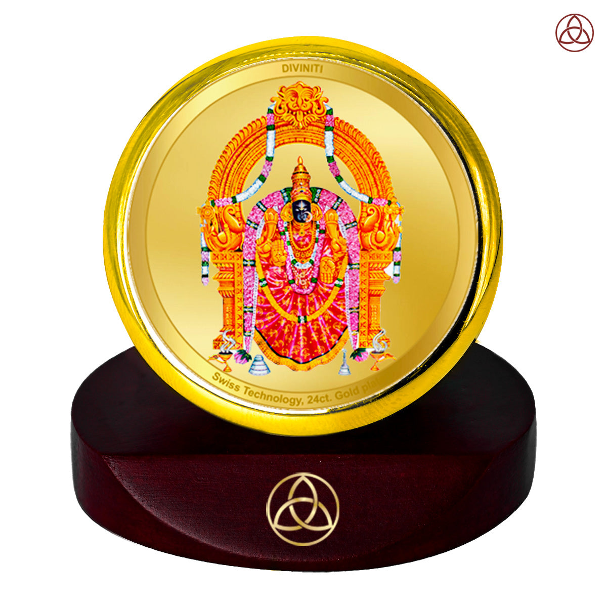 Diviniti 24K Gold Plated Padmawati Balaji Photo Frame for Car Dashboard, Home Decor, Table Top, Puja Room Worship and Festival Gift MCF1CGOLD (5.5x5 CM)
