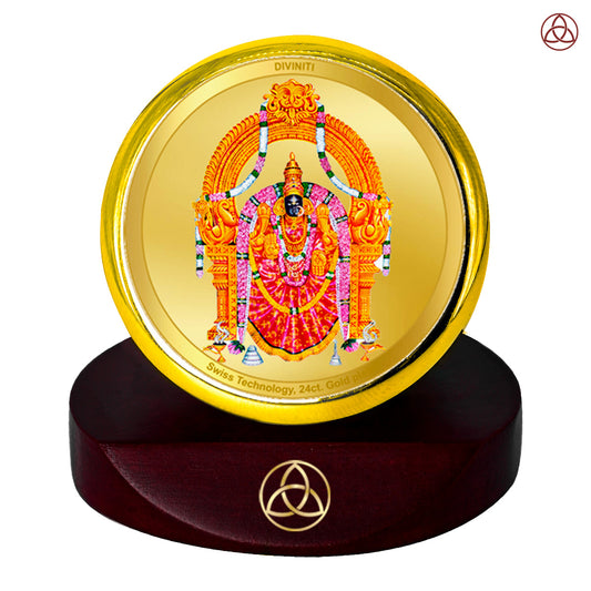 Diviniti 24K Gold Plated Padmawati Balaji Photo Frame for Car Dashboard, Home Decor, Table Top, Puja Room Worship and Festival Gift MCF1CGOLD (5.5x5 CM)