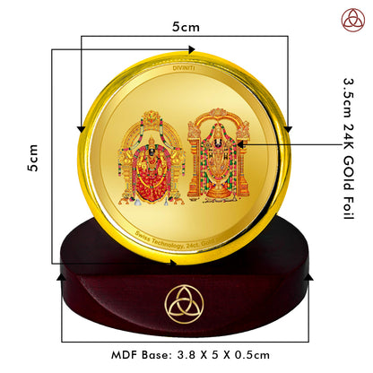 Diviniti 24K Gold Plated Padmawati Balaji Photo Frame for Car Dashboard, Home Decor, Table Top, Puja Room Worship and Festival Gift MCF1CGOLD (5.5x5 CM)