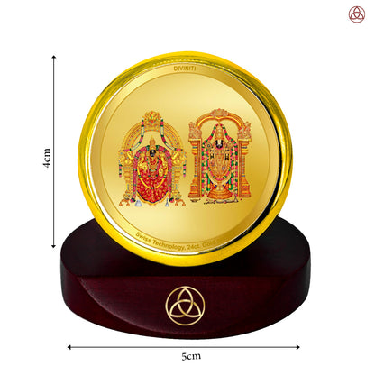 Padmavathi & Tirupati Balaji | Divine Goddess Padmavathi and Lord Balaji Car Dashboard & Tabletop Photo Frame in 24K Gold Plated Foil