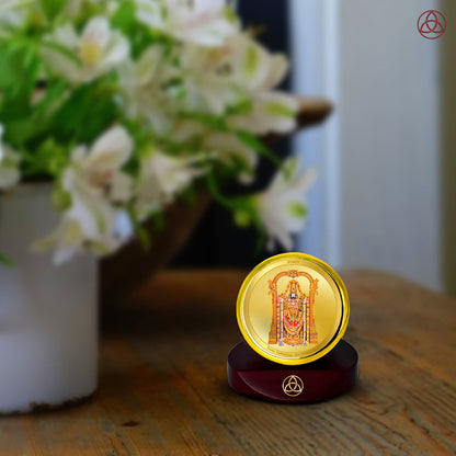Diviniti 24K Gold Plated Padmavathi Balaji Photo Frame for Car Dashboard, Home Decor, Table Top, Puja Room Worship and Festival Gift MCF1CGOLD (5.5x5 CM)
