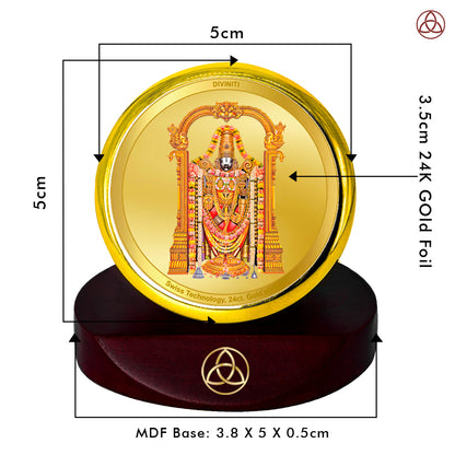 Diviniti 24K Gold Plated Padmavathi Balaji Photo Frame for Car Dashboard, Home Decor, Table Top, Puja Room Worship and Festival Gift MCF1CGOLD (5.5x5 CM)