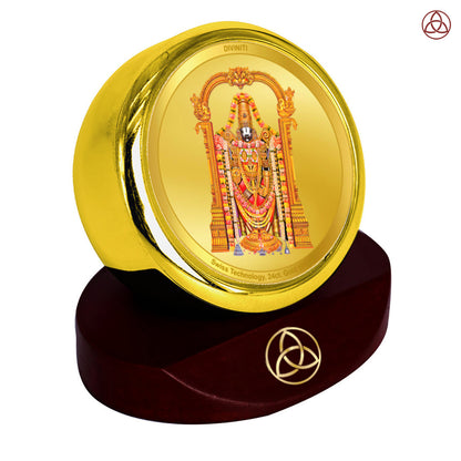 Diviniti 24K Gold Plated Tirupati Balaji Photo Frame for Car Dashboard, Home Decor, Table Top, Puja Room Worship and Festival Gift MCF1CGOLD (5.5x5 CM)